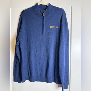 Beretta quarter zip pull over Men's Blue Sweater merino wool hunting outdoors
